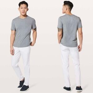 LULULEMON Mens White Swift Cotton ABC Slim Leg Athleisure Casual Trouser Pant